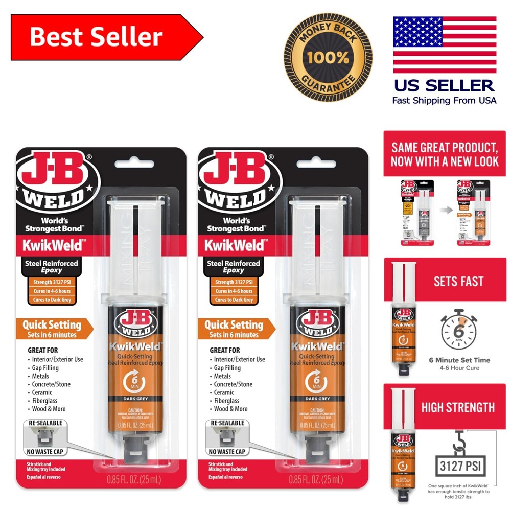 KwikWeld Fast Setting Epoxy - 2 Pack, 25ml Waterproof Adhesive for All Surfaces