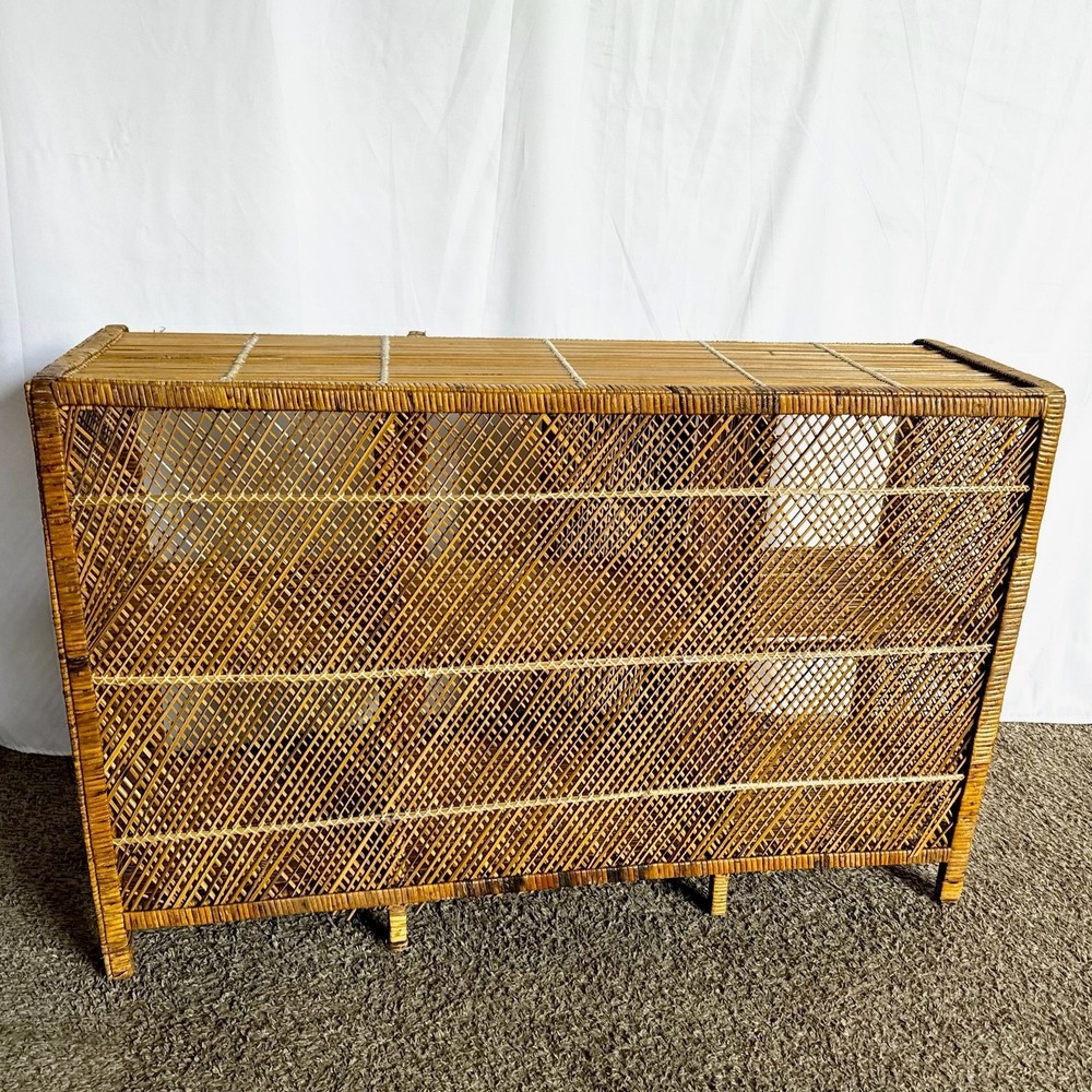 Boho Chic Wicker Wrapped Credenza