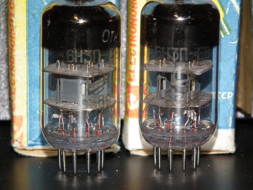 Platinum matched pair 6N3P-EV USSR Double Triode 1982