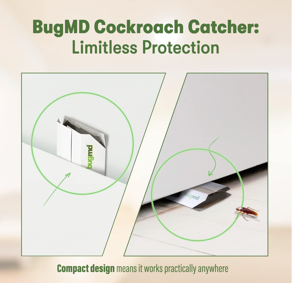 BugMD Indoor Cockroach Killer& Roach Trap-Sticky Insect,Spider,Cricket Ctlr 12pc