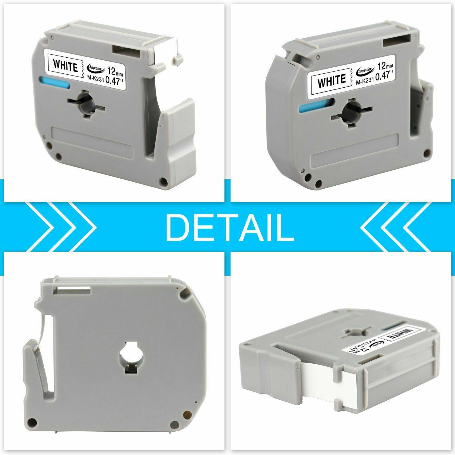 4PK M-K231 M231 For Brother P-Touch 12mm Label Tape Compatible PT-55 PT-85 PT-70