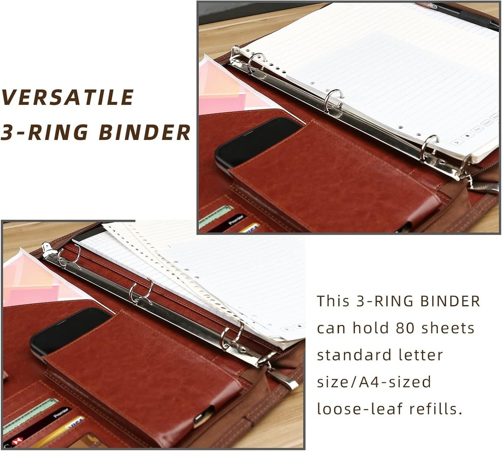 Zippered Leather Portfolio Organizer