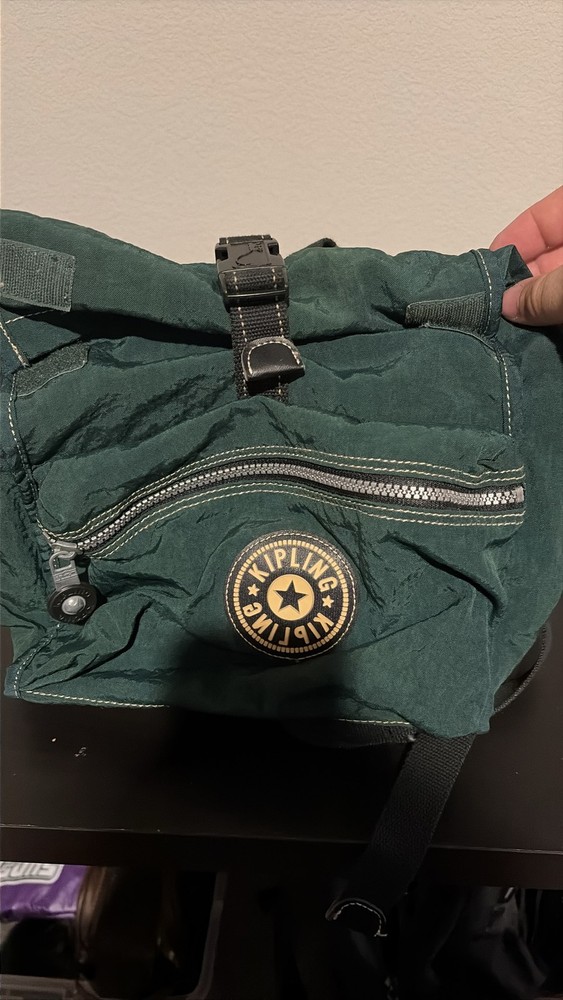 KIPLING 90s Y2K Drawstring Green Backpack