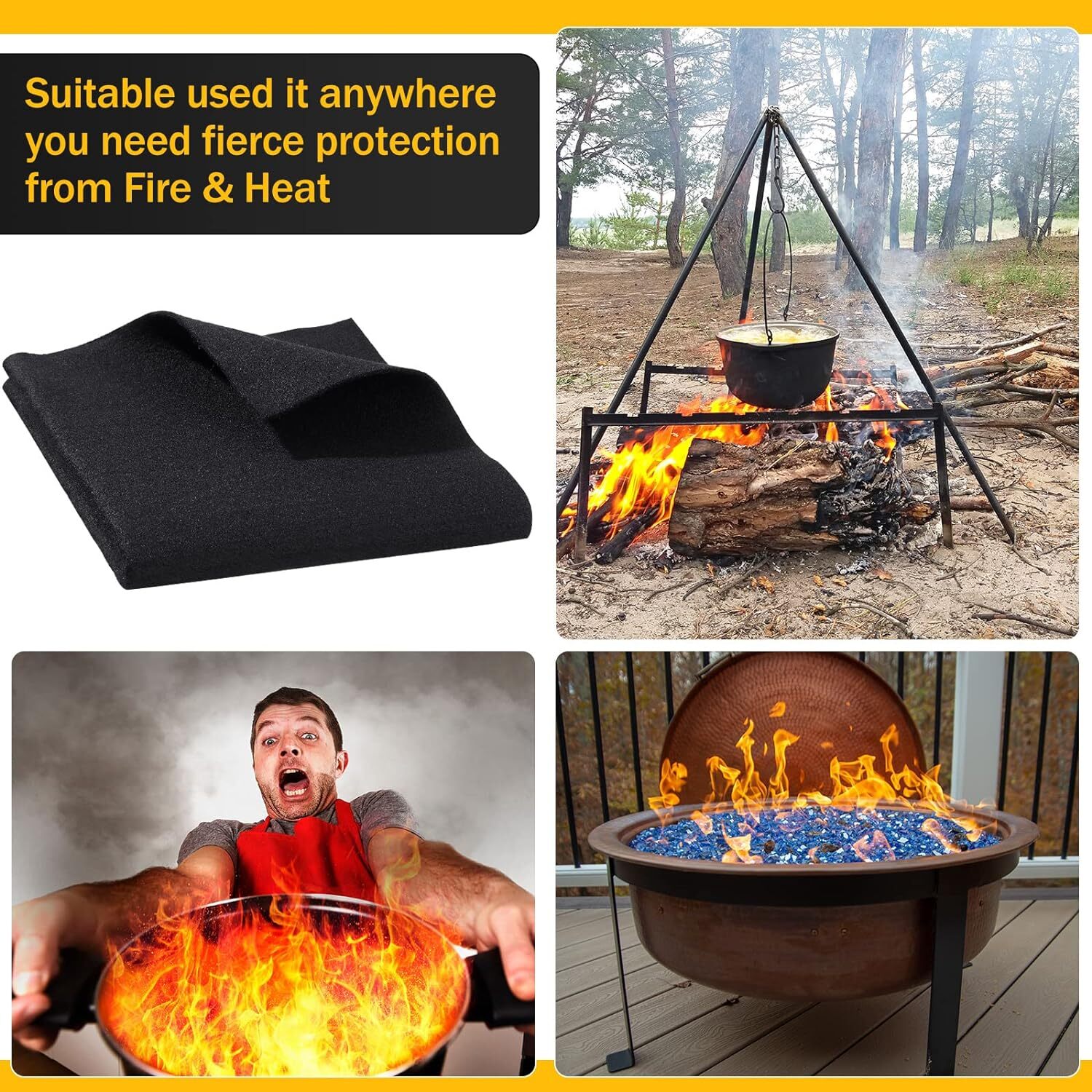 18" X 24" × 1/4" High Temp Carbon Fiber Welding Protective Blanket Heat Shield