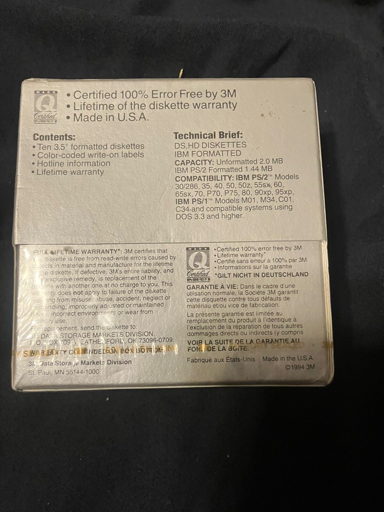 3M Double Sided High Density Color Diskettes DS HD 3.5" - 10 Floppy discs