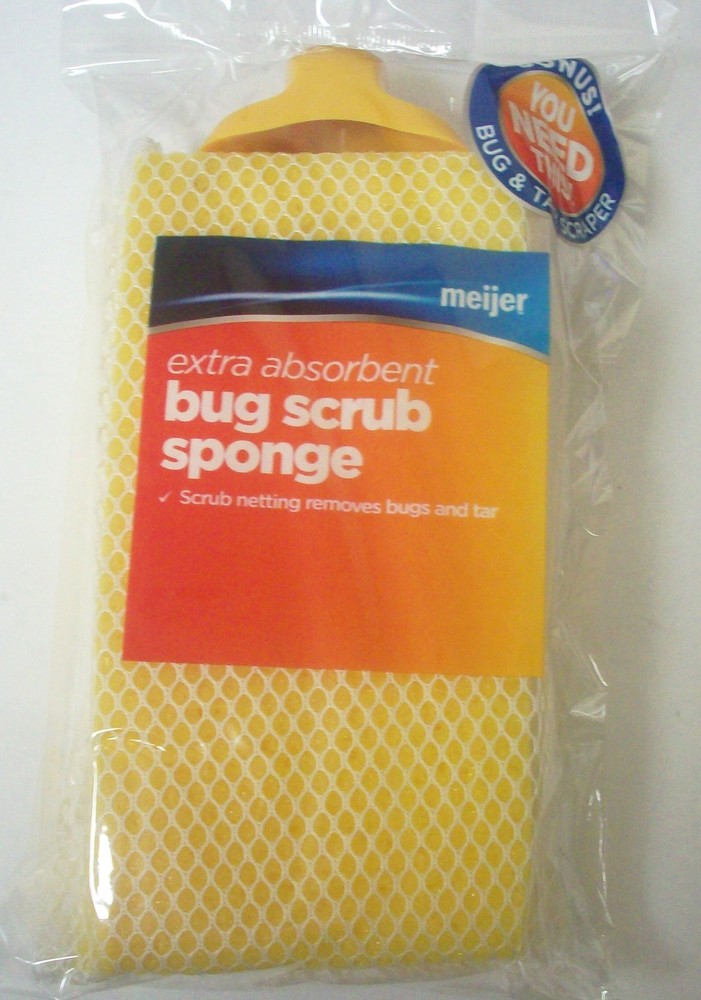 (2) Nylon Mesh Extra Absorbent Bugs and Tar Remover Sponge with Scraper