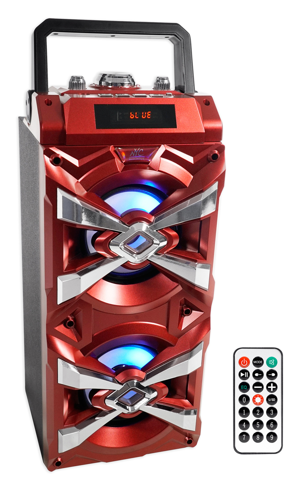 NYC Acoustics X-Tower Bluetooth Karaoke Machine System w/LED's+Microphone+Remote