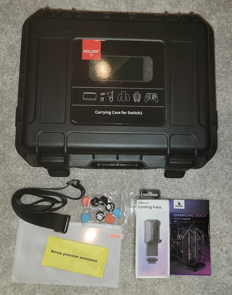 Nintendo Switch 2 Bundle - case, cooler, controller charger, protector, grips