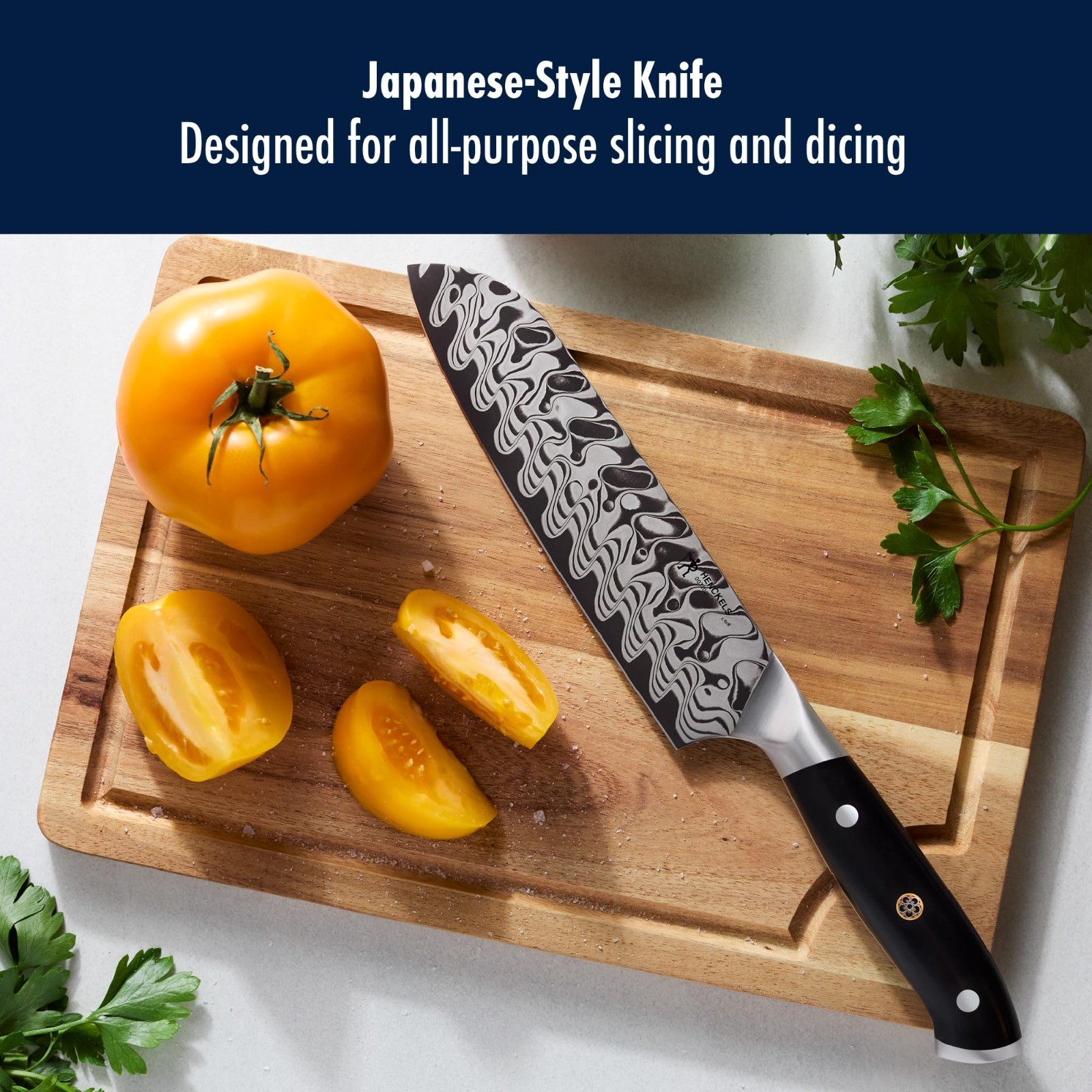Henckels Compass Damascus Santoku Knife 7" D60 Forged Chef Kitchen Cutlery NEW