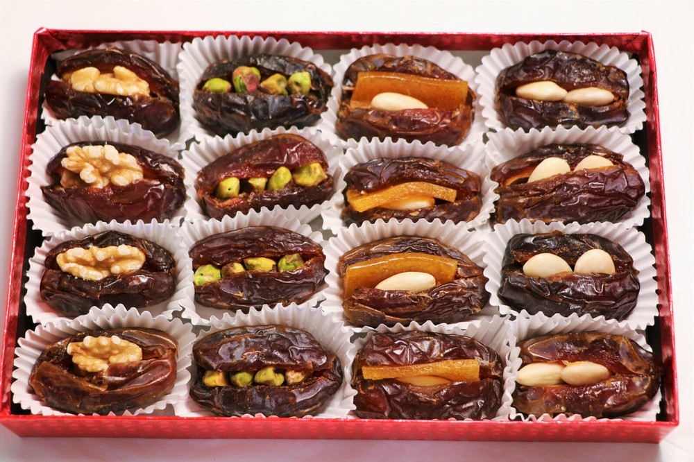 Assorted Dates with Nuts, Stuffed Medjool Dates, Gluten Free Healthy Snack