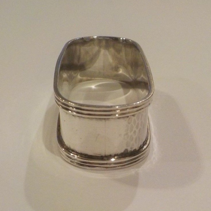 Sterling Silver Hand Hammered Napkin Ring, Monogram, 15 grams