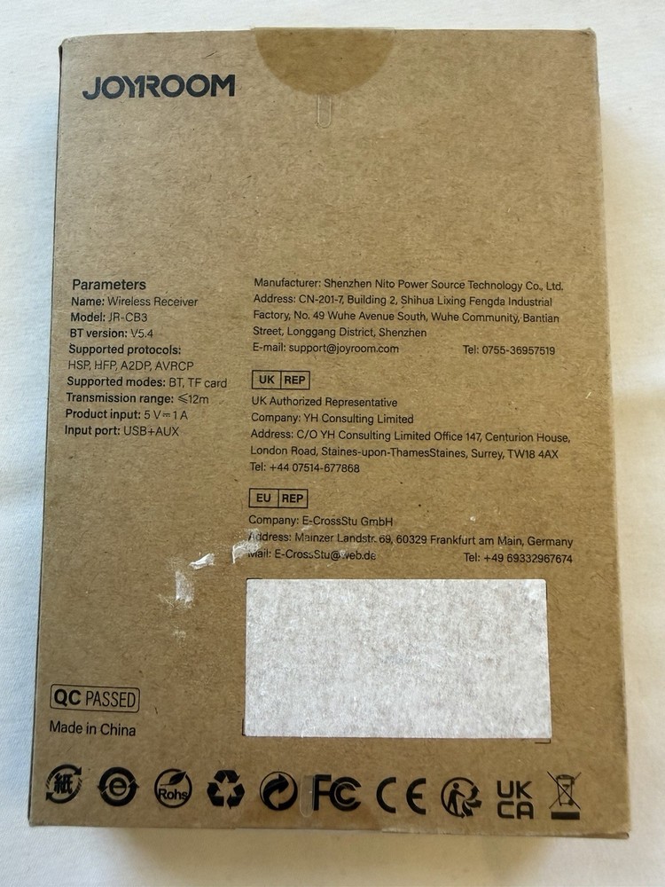 JOYROOM JR-CB3 Bluetooth Transmitter USB/AUX Dual-mic ENC, LED Ring, HD Calling