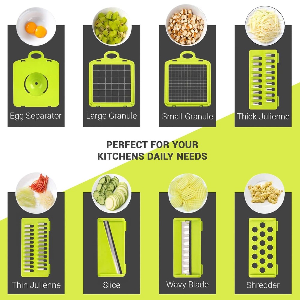 ADOV Vegetable Chopper, 14 in 1 Multi-Function Kitchen Mandoline Slicer, 7 Re...