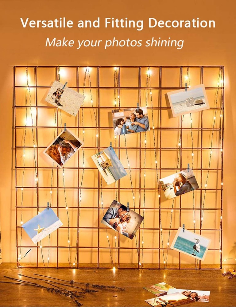 LECLSTAR 50 LED Photo Clips String Lights, 17ft with clips string lights
