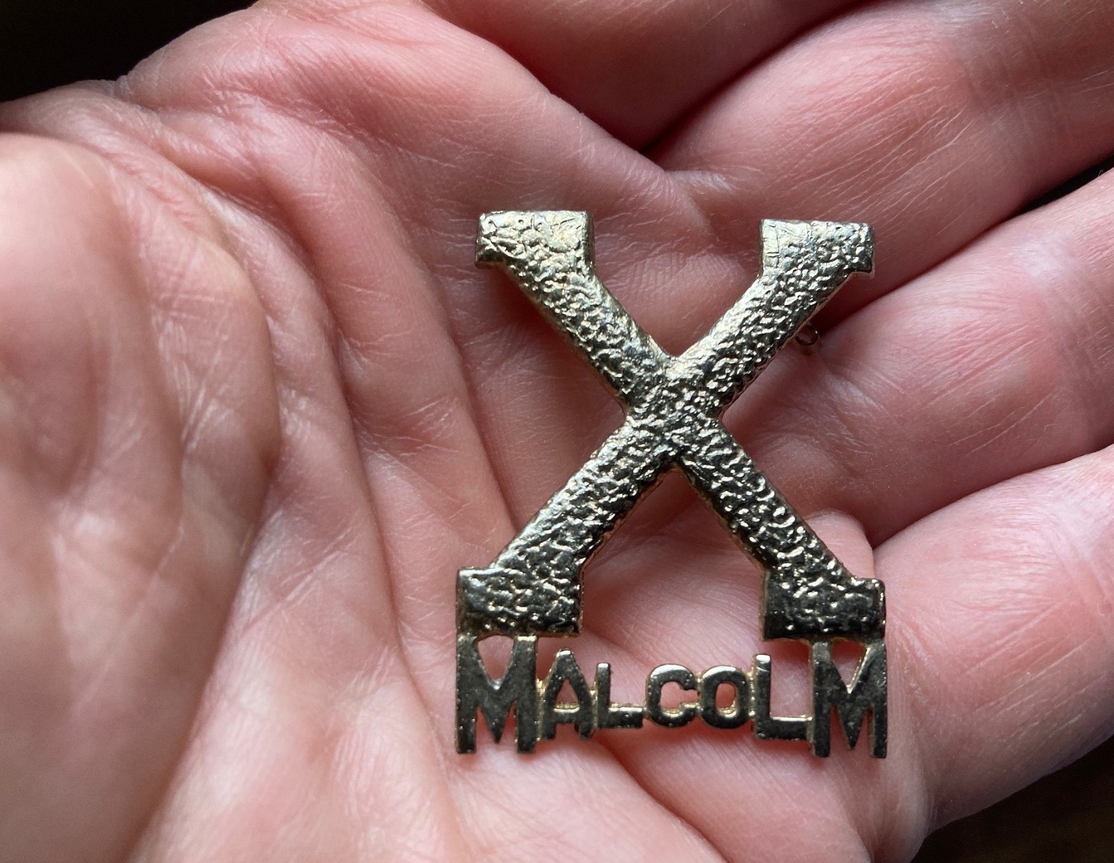 Original Scarce Malcolm X Pin Pinback 3-D from the era of Malcolm