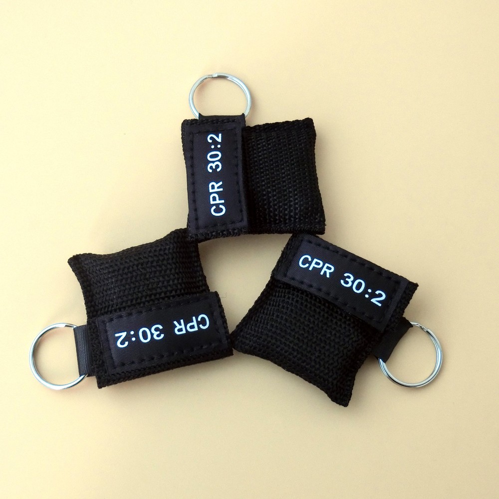 100pcs CPR Mask with Keychain AED Transparent First aid CPR Face Shield