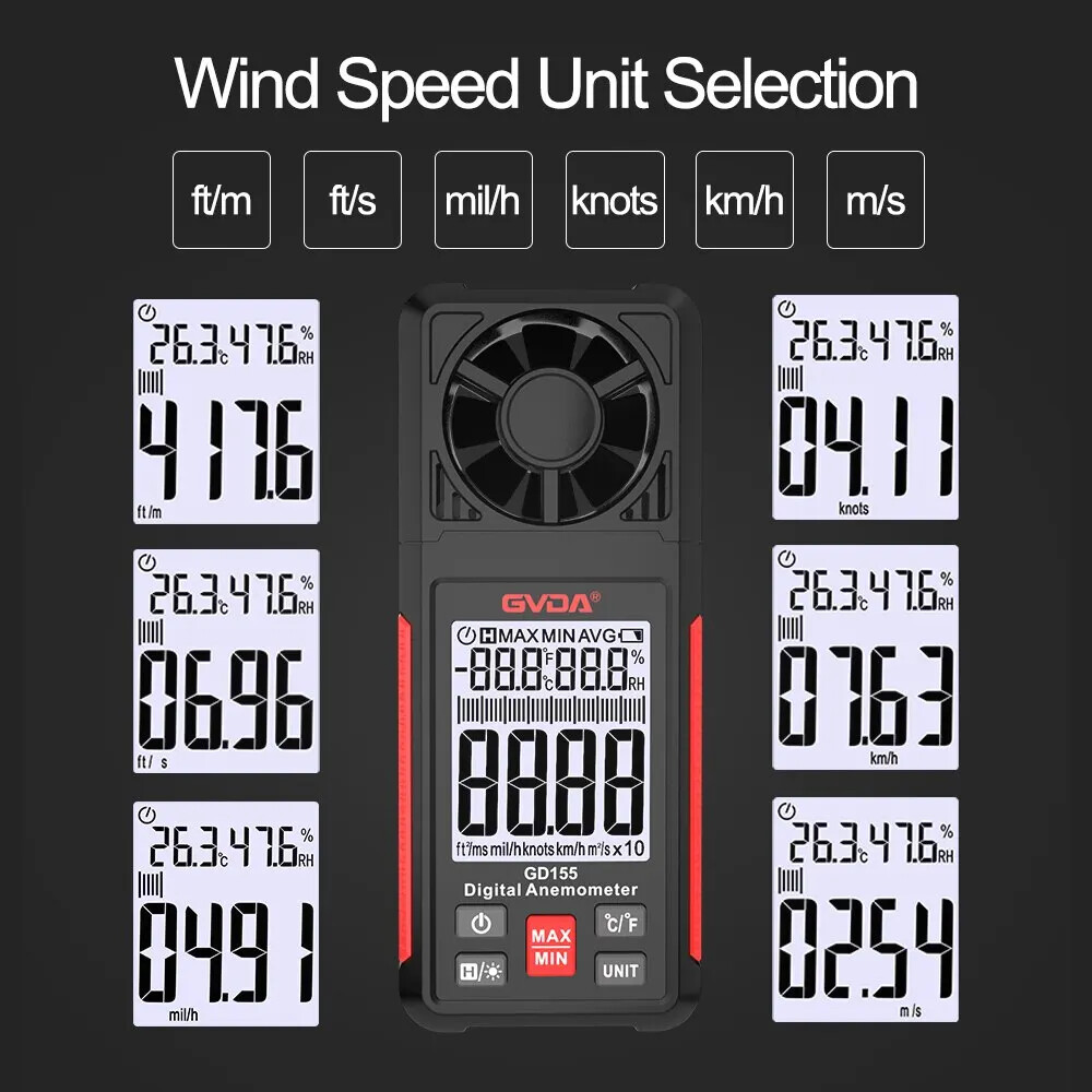 Digital Anemometer Handheld Wind Speed Meter for Measuring Wind Speed