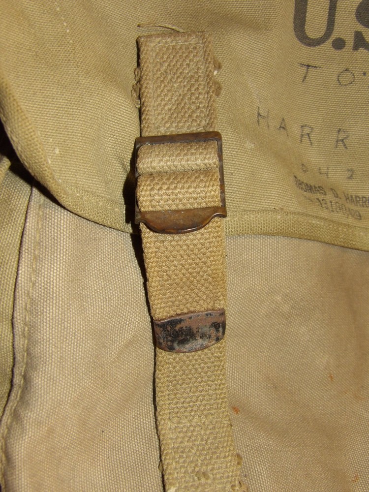 VINTAGE 1943 US ARMY M-1936 MUSETTE/FIELD BAG! CANVAS/STRAPS INTACT/OWNER'S NAME