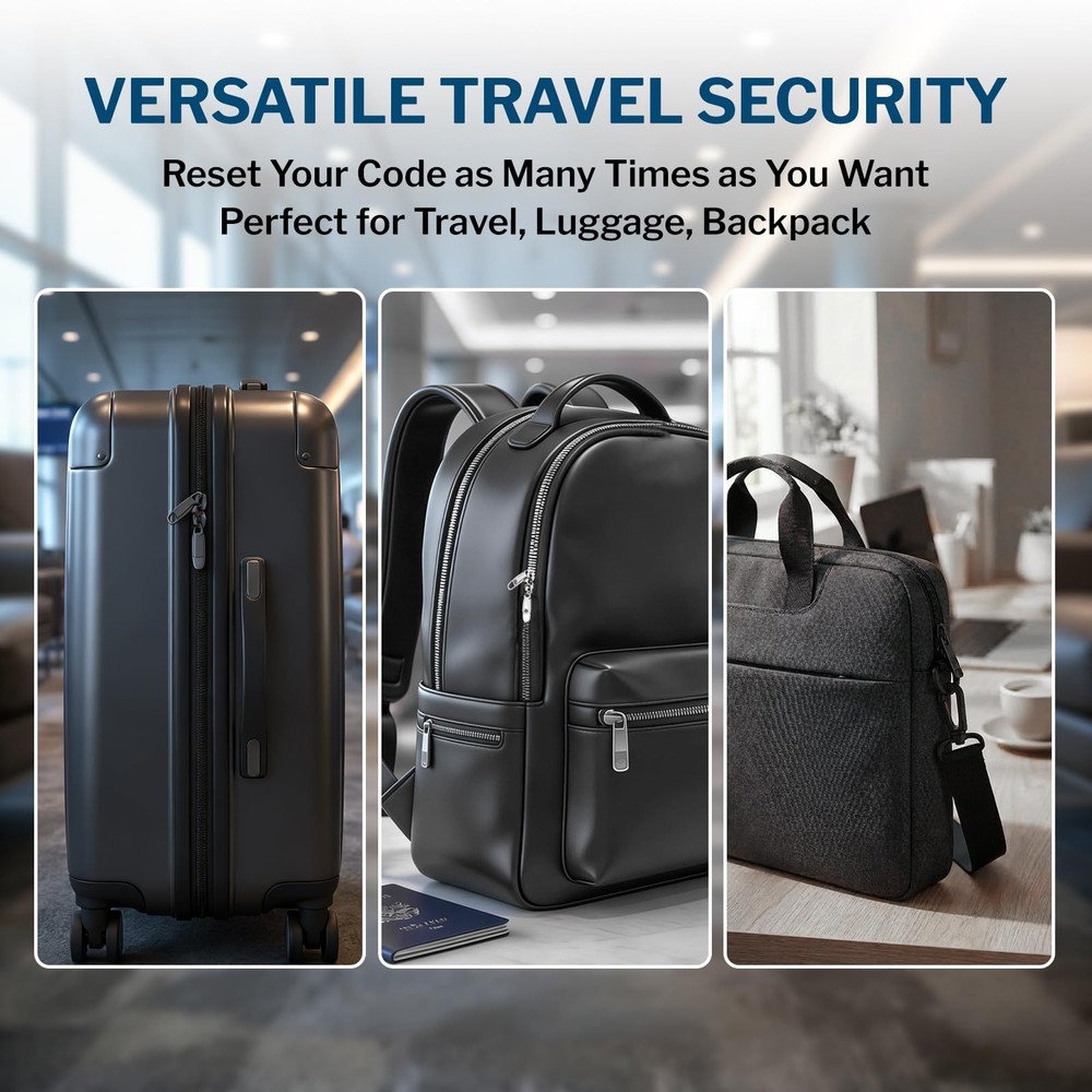 Forge Open Alert TSA Approved Luggage Locks 3 Digit Combination, Easy Read D...
