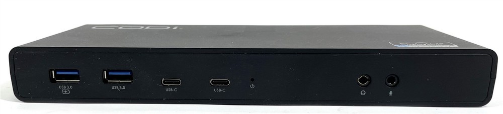 Codi A01200 USB-C Dual 4K Universal DisplayLink Docking Station w AC Adapter