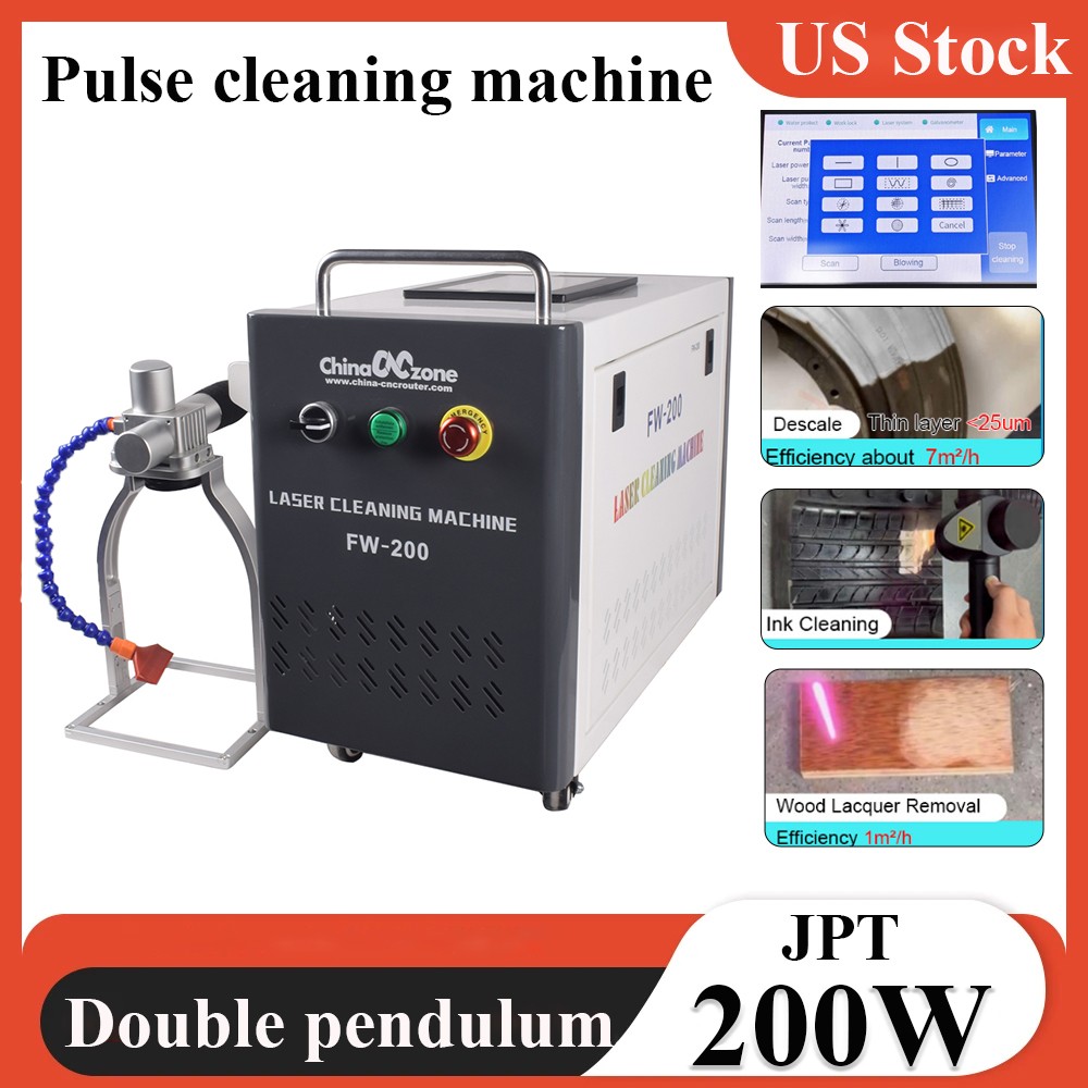 200W JPT Pulsed Laser Cleaning Machine Metal Wood Cleaning Rust Paint Remover US