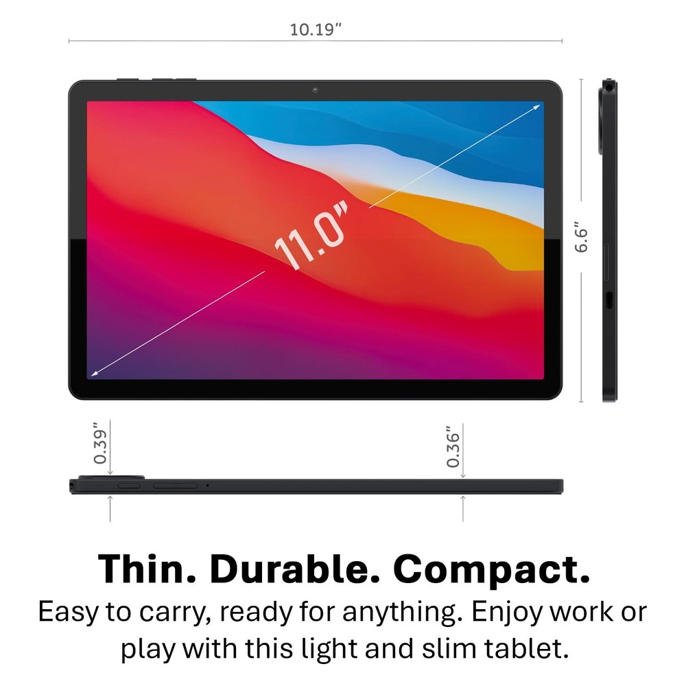 tabtoday 11 inch Tablet, Android 14, Octa-Core Processor 128GB ROM, WiFi - Black