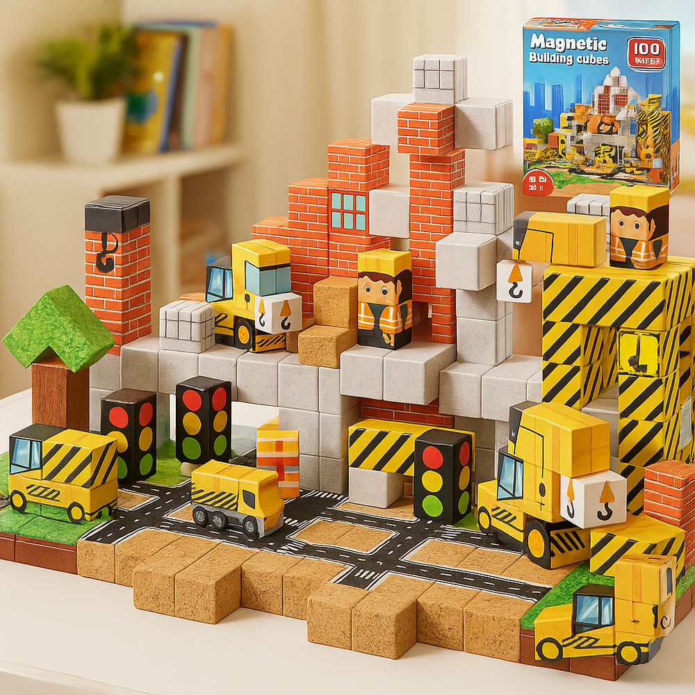 Magnetic Blocks Building Set - 150pc Block Construction Theme for Parents