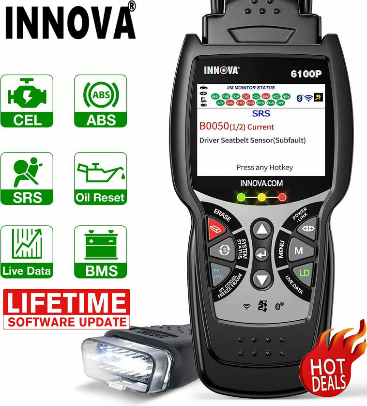 Innova 6100P Engine BMS Oil Reset Auto Diagnostic Tool OBD2 Scanner Code Reader