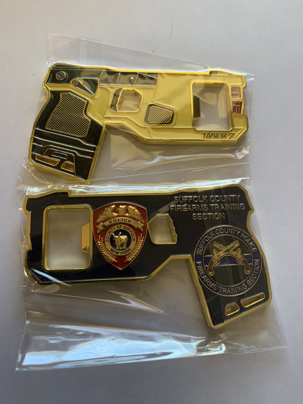 SUFFOLK COUNTY POLICE TASER 7 FIREARMS RANGE OPENER SCPD CHALLENGE COIN NEW YORK