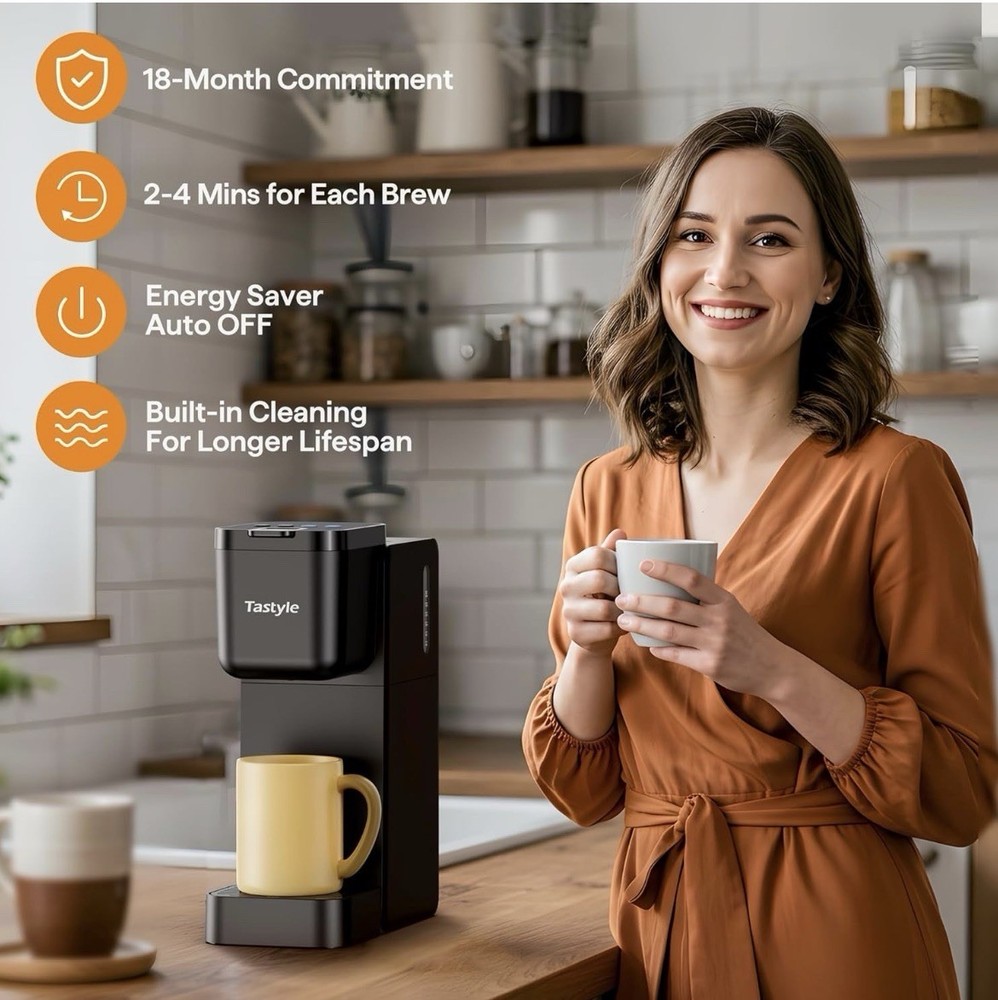 Versatile Coffee Maker for K-Cups and Tea - Compact, Splash-proof, 4 Brew Styles