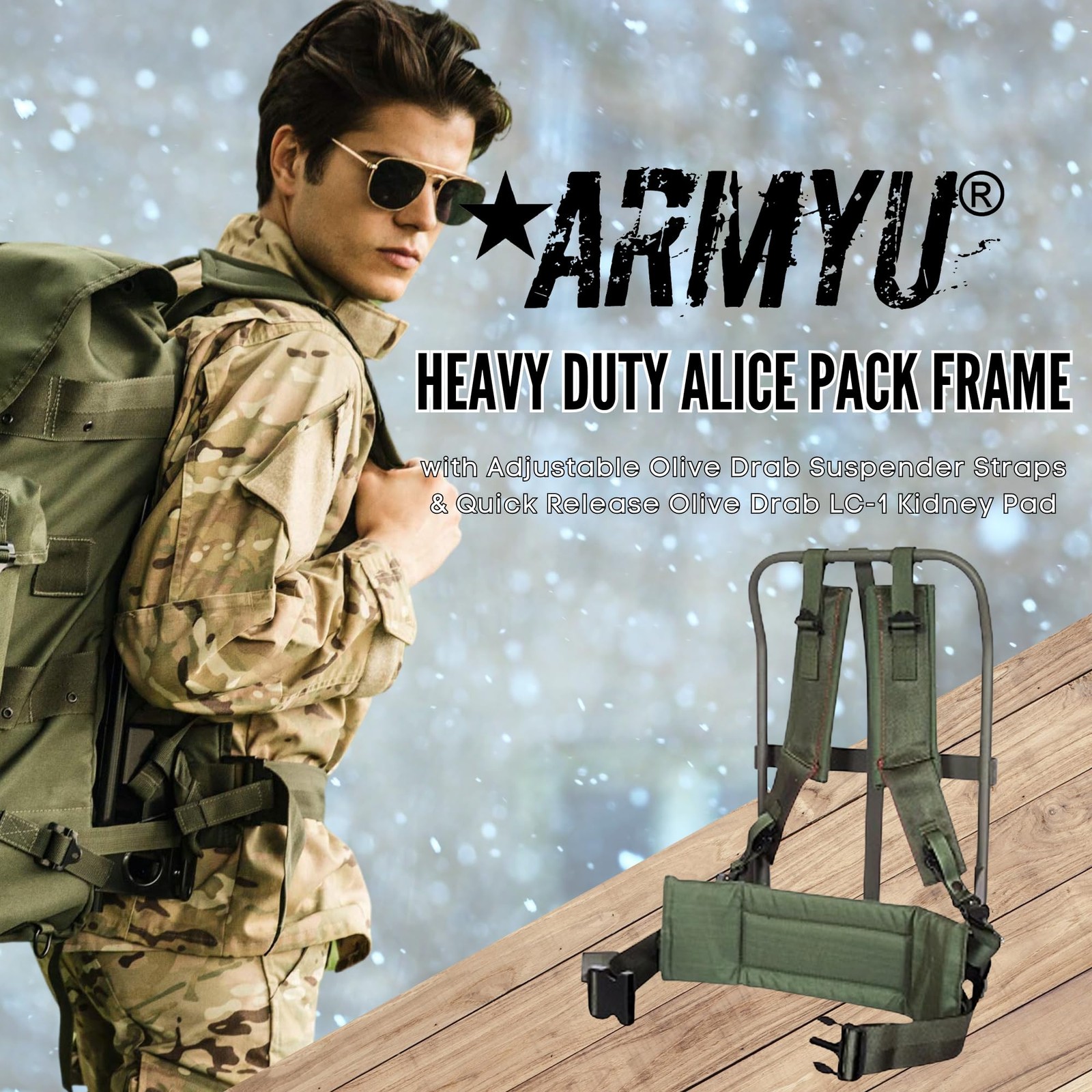 Army Universe Heavy Duty Military Alice Pack Frame Olive Drab Straps Enhanced