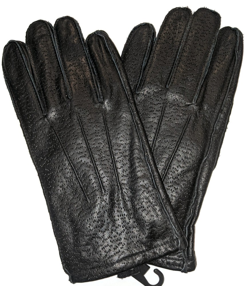 Men's Leather Driving Gloves, Black, Medium.