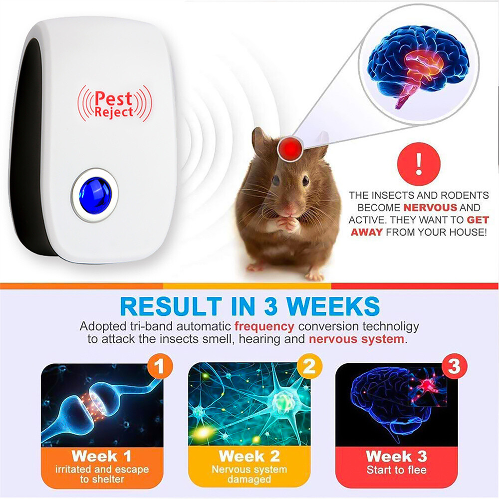 Electronic Ultrasonic Pest Reject Control E-Repeller Home Bug Rat Spider Roaches