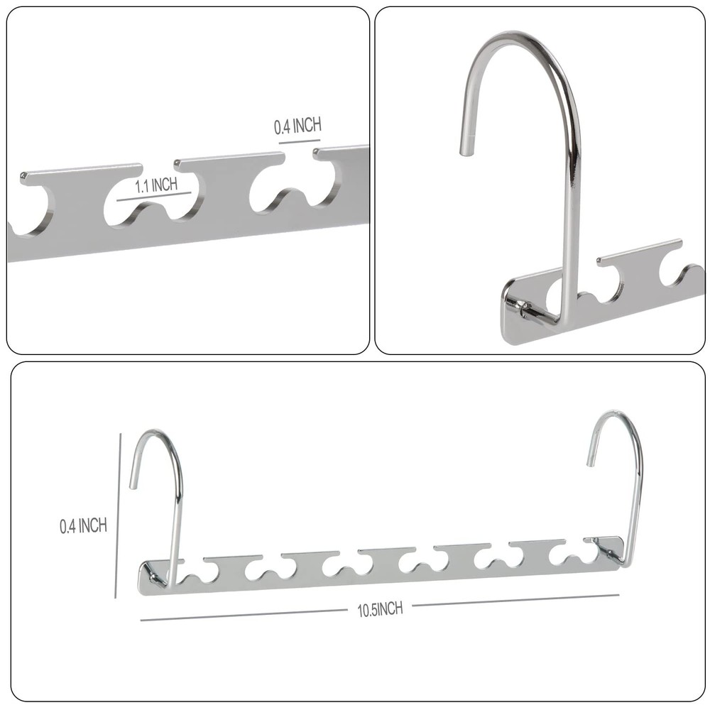 Magicool 8 Pack Metal Magic Cascading Hanger Space Saving Hangers Closet Orga...