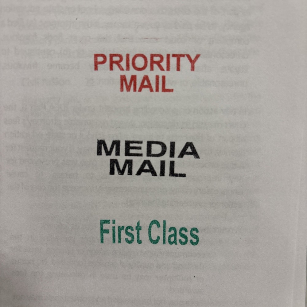 Self Inking Rubber Stamp FIRST CLASS PRIORITY MAIL & MEDIA MAIL Medium Size