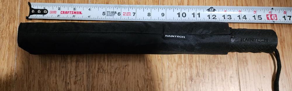 raintech 15.5" black umbrella straight handle push button NEW!