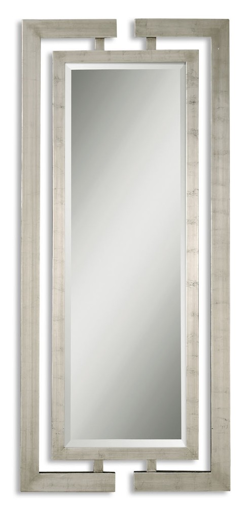 Extra Long Contemporary Silver Leaf Wall Mirror