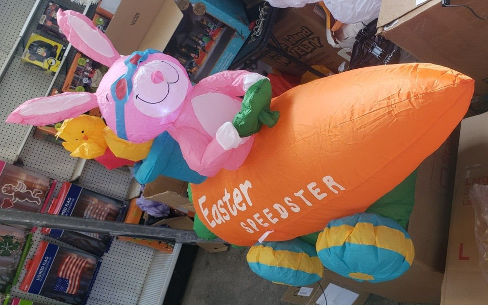 Gemmy 4ft Wide Easter Bunny Speedster Easter Inflatable