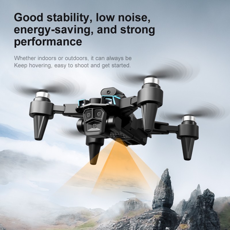 Drone 2026 Brushless Three HD Camera RC Foldable Quadcopter Remote With 2Battery