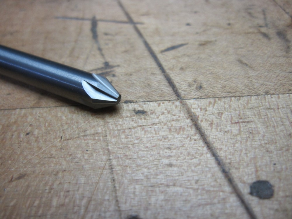 Micro 100 1/4" double end countersink solid carbide 6 fl 60 deg