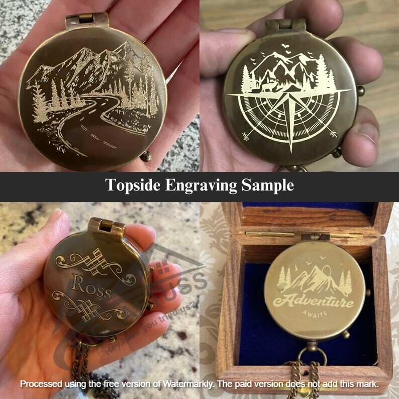Personalized Nordic Compass - Viking Brass Compass - Engraved Pocket Compass.