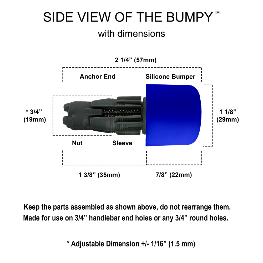 BUMPY END PLUG Bike Handlebar Soft Safe Secure Best Fit Grip Cap Blue Pair