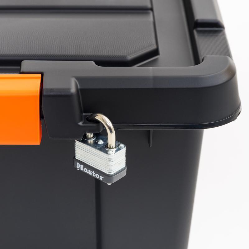 Heavy Duty Plastic Storage Bins Lockable Lids Stackable Ergonomic Handles 6Pk US