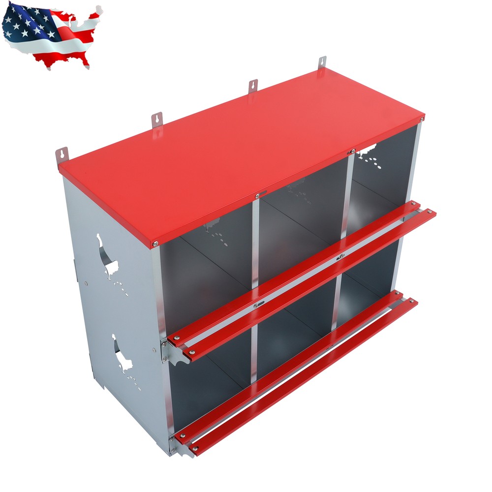 Galvanized Steel Chicken Laying Boxes 6 Compartment Nesting Boxes for Chickens