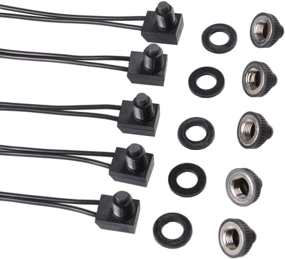 2/5 Pcs Push Button Switch 12V Wired RV Waterproof On-Off Micro Light Toggle Swi