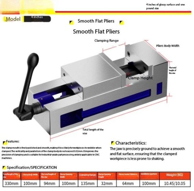 Heavy-duty Table Vise for Smooth Angular Fixed Bench Vise Milling Machine,