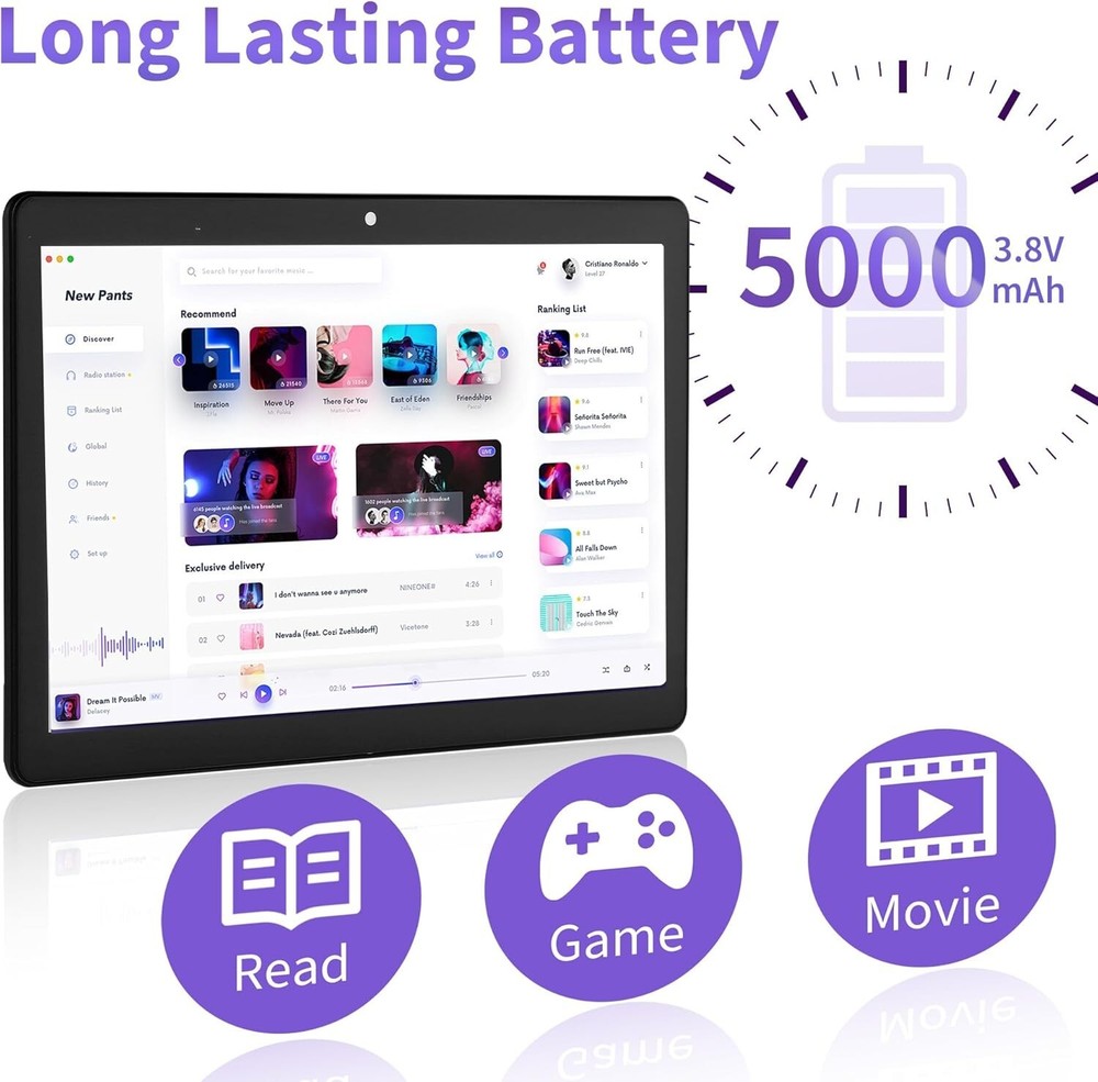 Veidoo Android 12 Tablet 10 Inch IPS Screen, 64GB ROM BLACK