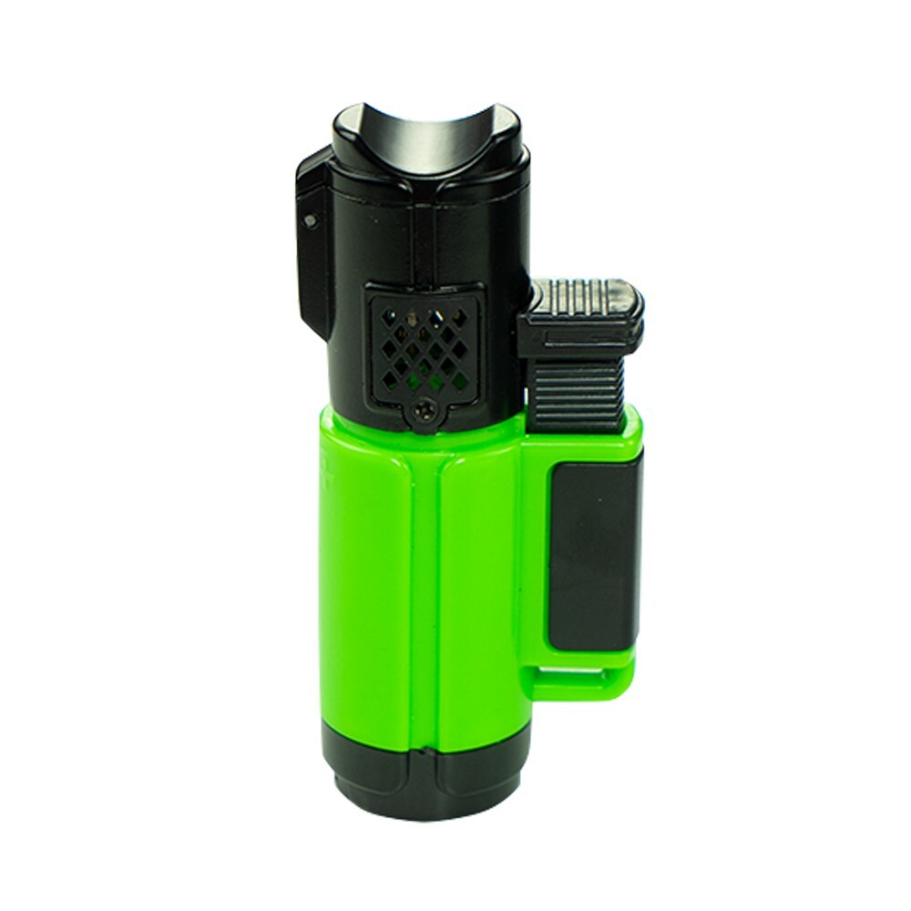 Triple Jet Flame Torch Lighter Refillable Lockable Windproof W/ Cigar Puncher