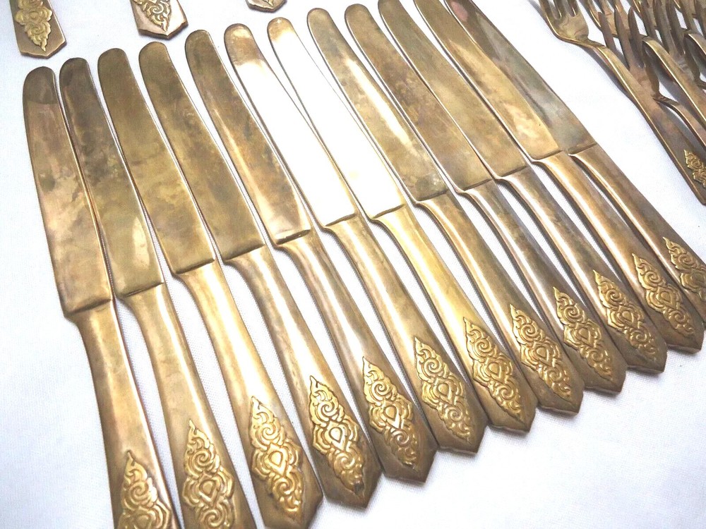 AMFARCO SIAM BRASS/BRONZE FLATWARE 50-PIECES