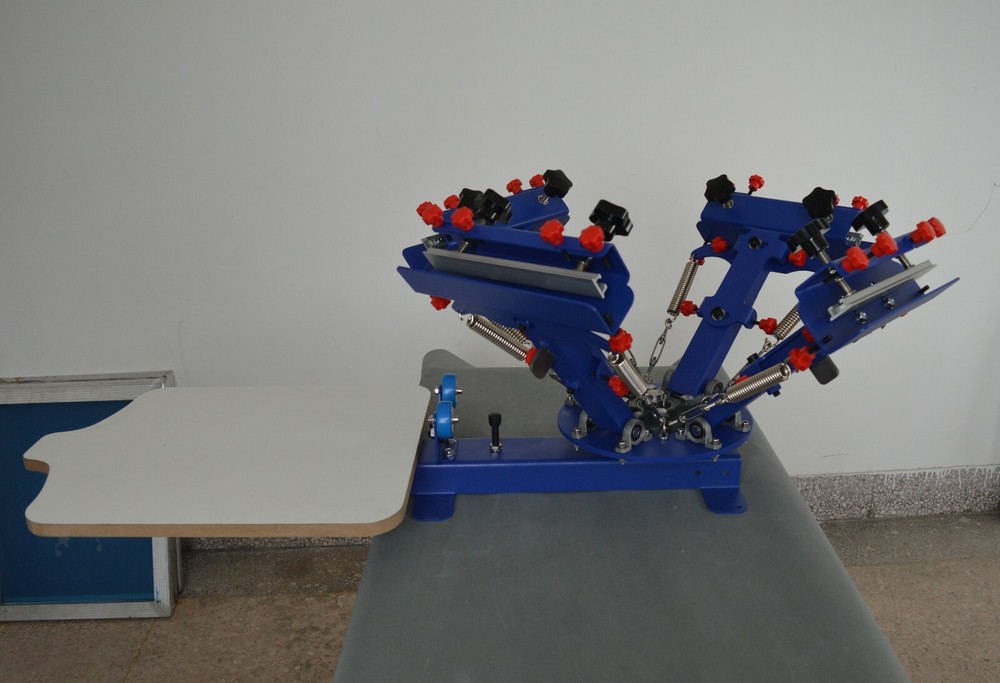 4 Color 1 Station Screen Printing Kit Micro-adjust Press Printer with Ink Screen